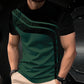 👕50% RABATT!🔥Herren Rundhals T-Shirt mit Farbblock-Design Atmungsaktiv Leicht Freizeitshirt