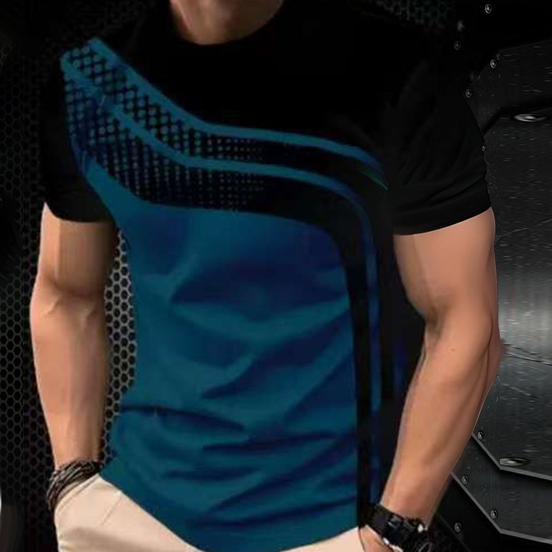 👕50% RABATT!🔥Herren Rundhals T-Shirt mit Farbblock-Design Atmungsaktiv Leicht Freizeitshirt