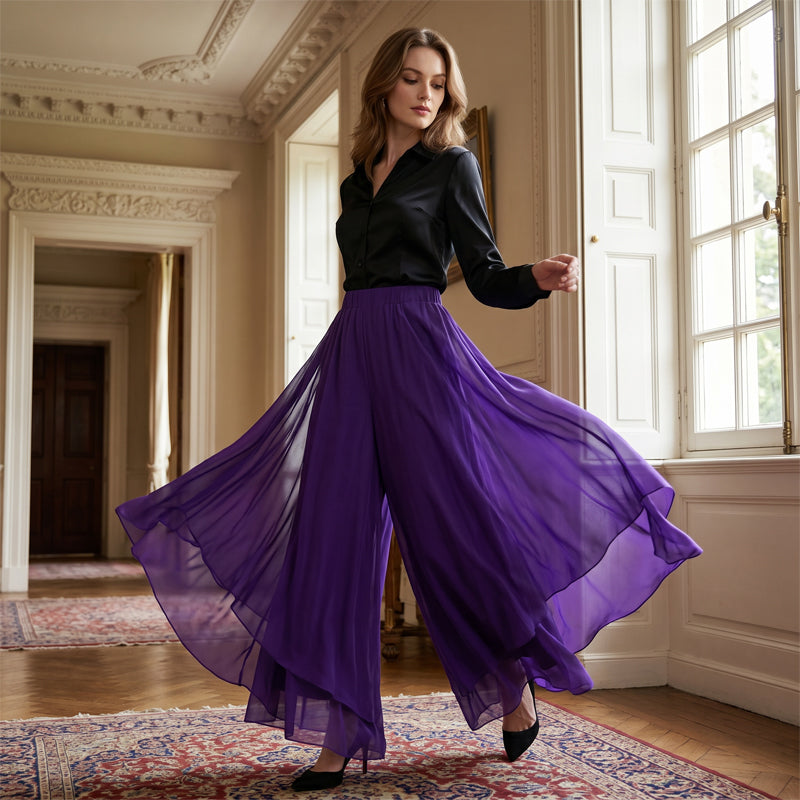 👖 50% RABATT! ✨ Damen Chiffon-Hose mit weitem Bein – Asymmetrisch & elegant – Leicht, fließend & vielseitig – ideal für Alltag, Reisen oder besondere Anlässe 🌿