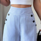 ✨Sommer-Sonderangebot 50% RABATT!✨Damen Leinenhose mit Blau-Weiß-Streifen 👖 Hohe Taille & Lockerer Gerader Schnitt
