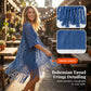 🧥 50% RABATT! ✨💙 💙 Boho Strick Cardigan mit Fransen ✨ Damen durchscheinender Lochstrick Überwurf | atmungsaktiver Sommer Strickjacke für Alltag & Abendoutfit