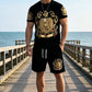 👕 JETZT 50 % RABATT! 👑 Herren-T-Shirt- und Shorts-Set mit Goldwappen-Print – Stylisch, atmungsaktiv und perfekt für lässige Sommertage oder sportliche Looks 🩳