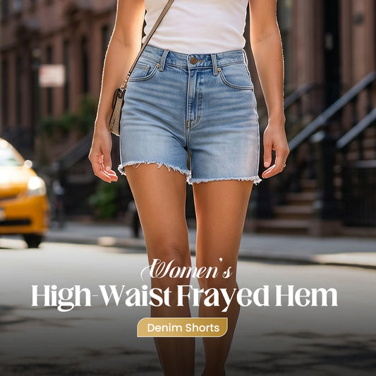 👖 NUR FÜR BEGRENZTE ZEIT: 50 % RABATT! ✨ Damen-Jeansshorts mit hoher Taille – ausgefranster Saum, Used-Look, dehnbar 🆒