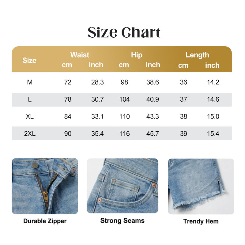 👖 NUR FÜR BEGRENZTE ZEIT: 50 % RABATT! ✨ Damen-Jeansshorts mit hoher Taille – ausgefranster Saum, Used-Look, dehnbar 🆒