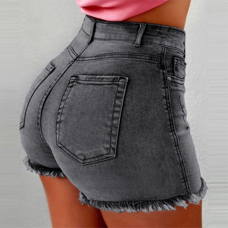 👖 NUR FÜR BEGRENZTE ZEIT: 50 % RABATT! ✨ Damen-Jeansshorts mit hoher Taille – ausgefranster Saum, Used-Look, dehnbar 🆒