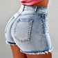 👖 NUR FÜR BEGRENZTE ZEIT: 50 % RABATT! ✨ Damen-Jeansshorts mit hoher Taille – ausgefranster Saum, Used-Look, dehnbar 🆒