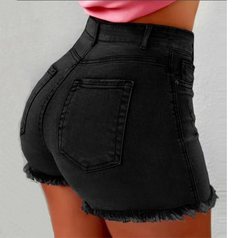 👖 NUR FÜR BEGRENZTE ZEIT: 50 % RABATT! ✨ Damen-Jeansshorts mit hoher Taille – ausgefranster Saum, Used-Look, dehnbar 🆒