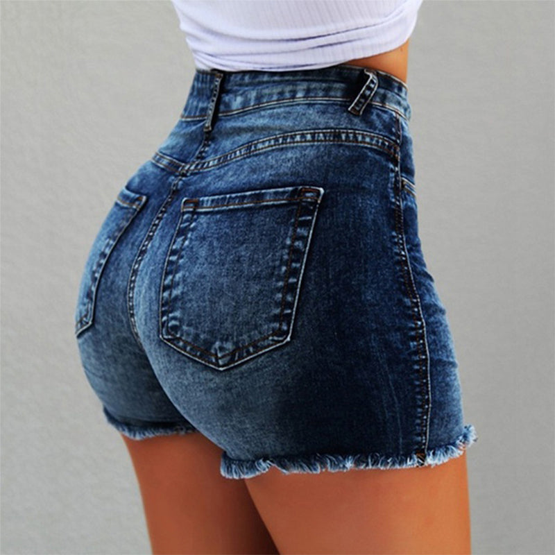 👖 NUR FÜR BEGRENZTE ZEIT: 50 % RABATT! ✨ Damen-Jeansshorts mit hoher Taille – ausgefranster Saum, Used-Look, dehnbar 🆒