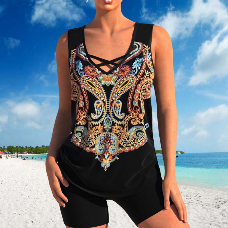 🏖️ 50 % RABATT! ✨ Sportlicher Zweiteiler – gekreuzter Ausschnitt, Boy-Shorts, schnell trocknend 🏄‍♀️