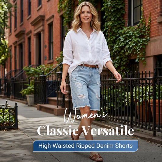 👖Sommer-Sonderangebot 50% RABATT! 💙 Damens High-Waist Destroyed Jeansshorts – Figurbetont, lässig & sommerlich ✨