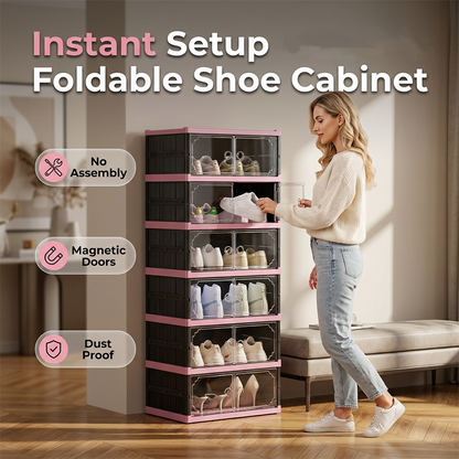 ✨ NUR FÜR BEGRENZTE ZEIT 50% RABATT!👟 Klappbarer & stapelbarer Schuhschrank mit Klarsichttüren
