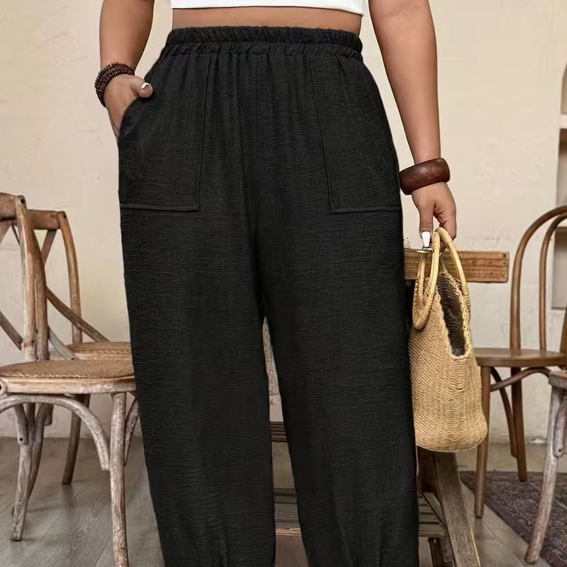 👖 50% RABATT! 🌾 Damen Leinen-Optik Freizeithose – Elastischer Bund, lockerer Schnitt & Taschen – Super bequem für Alltag, Reisen oder warme Tage – stilvoll & leicht 🤍✨