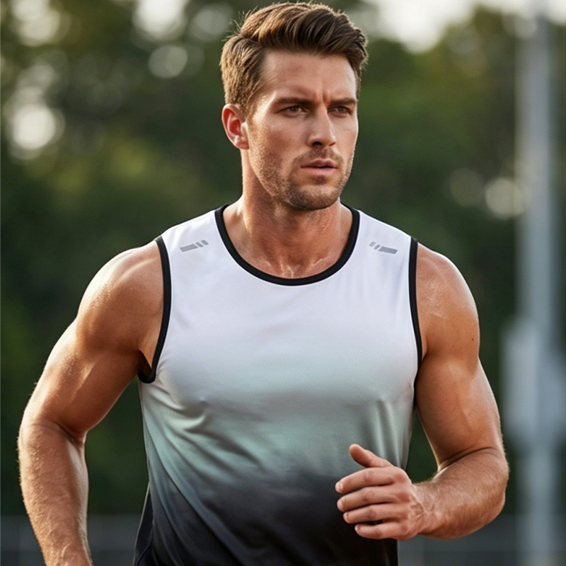 💪 JETZT 50 % RABATT! 🏋️‍♂️ Sport-Tanktop für Herren mit Farbverlauf – Leicht und schnell trocknend – Atmungsaktives Mesh, schweißableitend