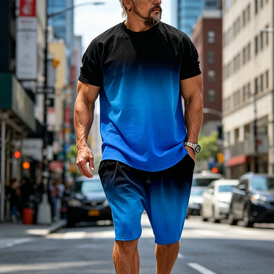 ✨Sommer-Sonderangebot 50% RABATT!👕 2-teiliges Sommer-Set für Herren – T-Shirt mit Farbverlaufsdruck & kurze Hose, bequem & luftig für heiße Tage ☀️🩳