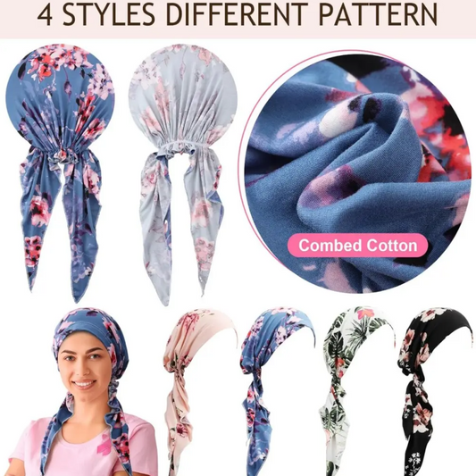 👒 NUR FÜR KURZE ZEIT: 50 % RABATT! ✨ Vorgefertigter Turban für Damen mit Blumenmuster – weich, elastisch, vielseitig 🌸