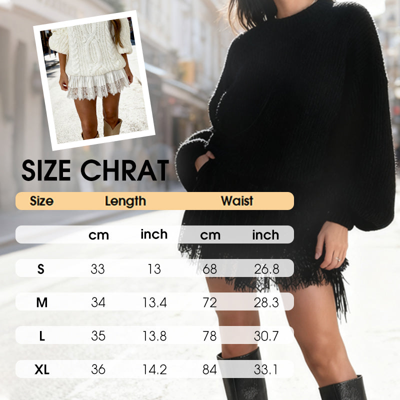 👗Neuwaren 50% Rabatt💥Chic Pleated Lace Trim Mini Skirt – Plisseefalten, zarte Spitze, perfekt für den Sommer 🌸💨