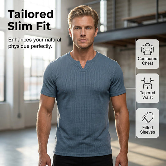 ✨Sommer-Sonderangebot 50% RABATT!👕Slim-Fit-Kurzarmhemd mit V-Ausschnitt für Herren