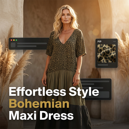 👗📢 MID-SEASON SALE: −50% NUR FÜR KURZE ZEIT! Bohemian gestuftes Maxikleid mit Leopardenmuster – Wild, feminin & perfekt für Sommer, Strand & Festivals 🌿
