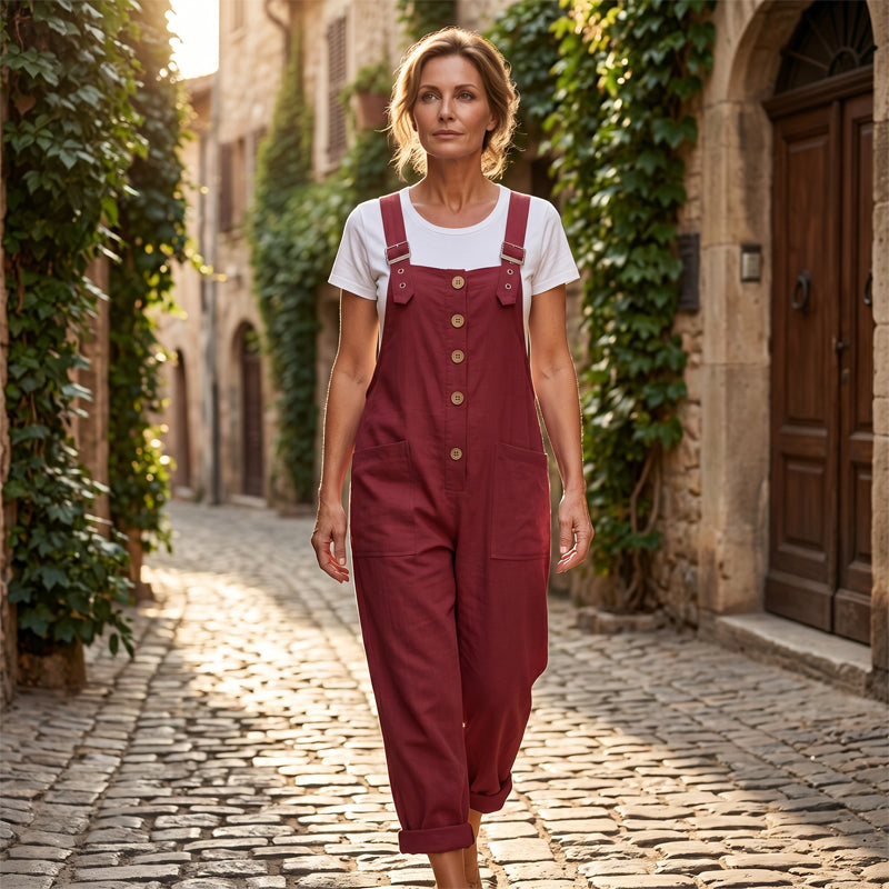 ✨Sommer-Sonderangebot 50% RABATT!🎁  Unifarbener Overall mit geradem Bein und Taschen