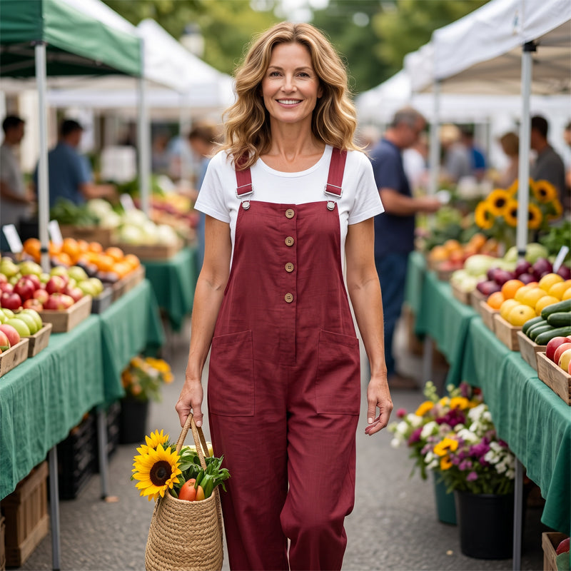 ✨Sommer-Sonderangebot 50% RABATT!🎁  Unifarbener Overall mit geradem Bein und Taschen