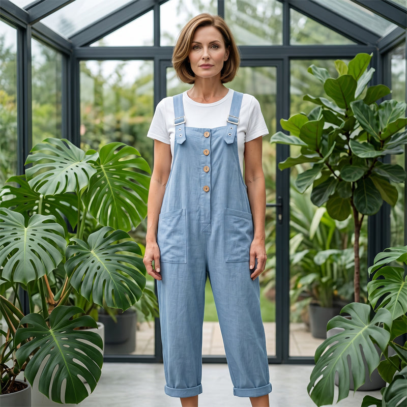 ✨Sommer-Sonderangebot 50% RABATT!🎁  Unifarbener Overall mit geradem Bein und Taschen