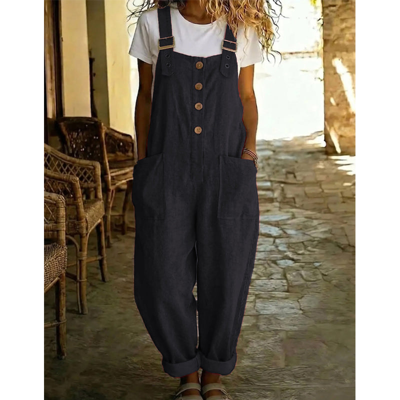 ✨Sommer-Sonderangebot 50% RABATT!🎁  Unifarbener Overall mit geradem Bein und Taschen