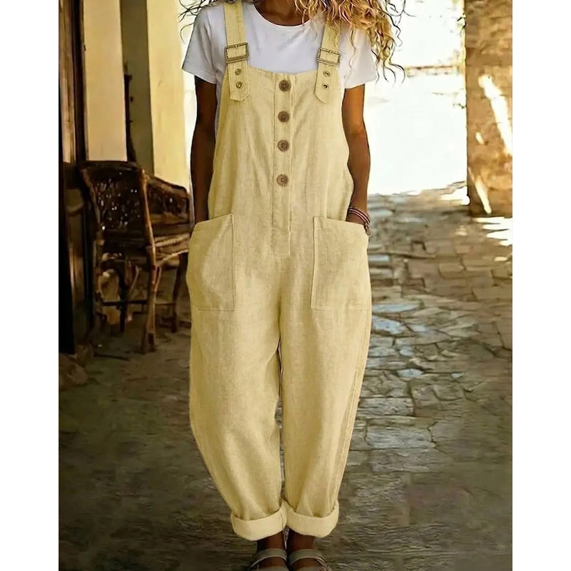 ✨Sommer-Sonderangebot 50% RABATT!🎁  Unifarbener Overall mit geradem Bein und Taschen