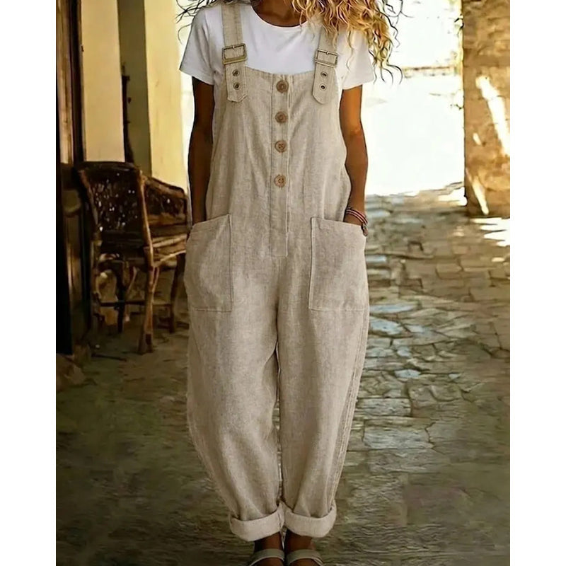 ✨Sommer-Sonderangebot 50% RABATT!🎁  Unifarbener Overall mit geradem Bein und Taschen