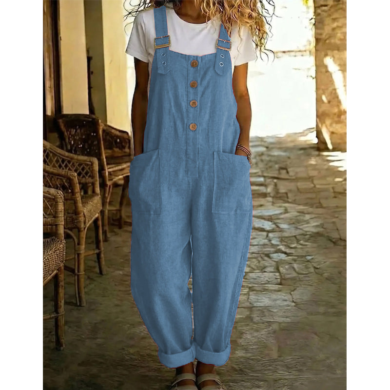 ✨Sommer-Sonderangebot 50% RABATT!🎁  Unifarbener Overall mit geradem Bein und Taschen