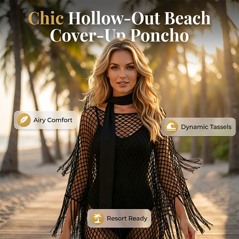 🏆💐 50% Rabatt! Letzter Tag! Sommer-Strick-Poncho mit Fransen – Leicht, Luftdurchlässig & Vielseitig für Strand & Freizeit