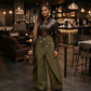 Asymmetrische Damen-Wickelhose mit weitem Bein