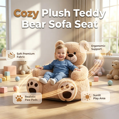 🧸 Plüsch-Teddybär-Kindersofa – weiches Cartoon-Tier-Sitzkissen mit Rückenlehne für Kinder