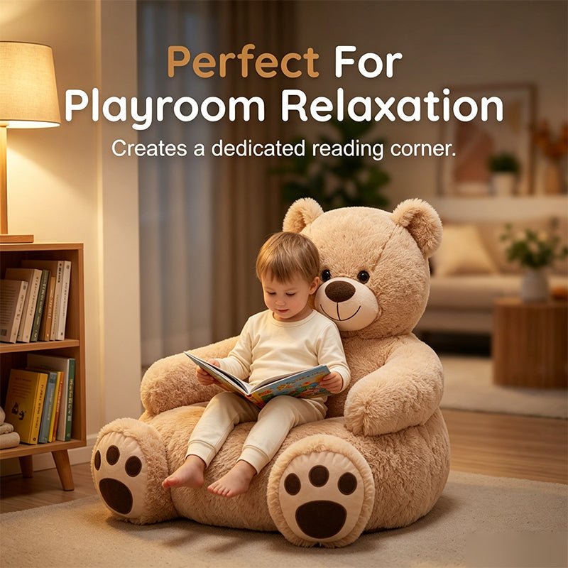 🧸 Plüsch-Teddybär-Kindersofa – weiches Cartoon-Tier-Sitzkissen mit Rückenlehne für Kinder