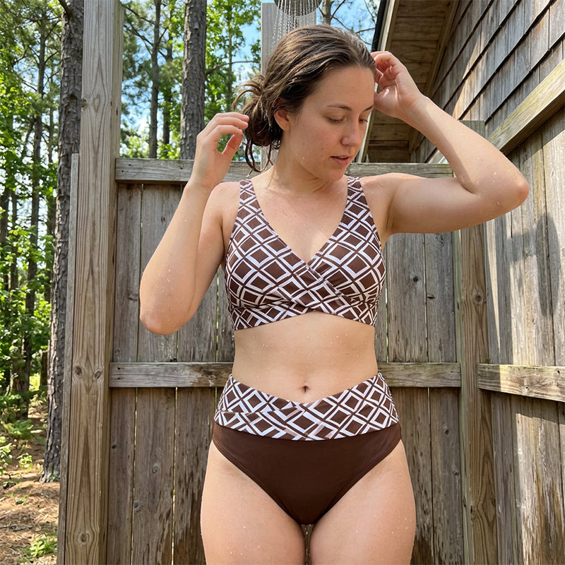 👙 ✨ Damens Hochtailliertes Zweiteiliges Bikini-Set – Figurschmeichelnd, bequem & perfekt für Strand und Pool ☀️ 🌊