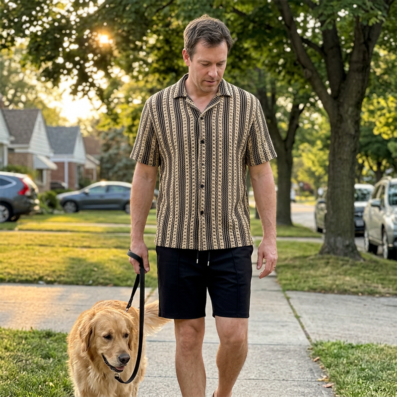 👕 🩳 Herren Freizeit-Set mit Kurzarmhemd & Shorts – Leicht, bequem & perfekt für warme Tage ☀️ ✨