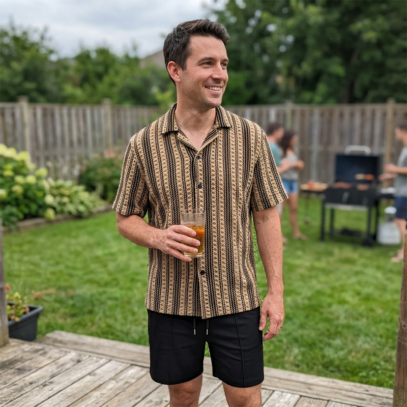 👕 🩳 Herren Freizeit-Set mit Kurzarmhemd & Shorts – Leicht, bequem & perfekt für warme Tage ☀️ ✨