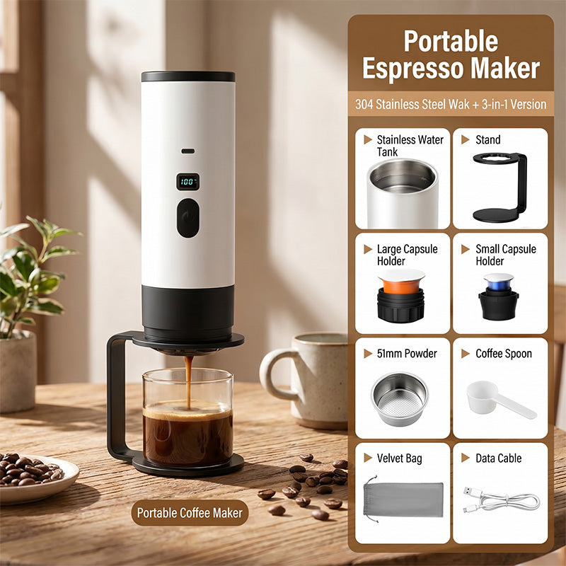 ☕🚗 50% RABATT! Tragbare Espressomaschine für Reisen – Kompakt, akkubetrieben & perfekt für frischen Kaffee unterwegs, im Auto oder Zelt ⛺✨