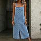 👗 JETZT 50 % RABATT! 👖 Ärmelloses Midi-Jeans-Latzkleid für Damen – Weicher Denim & lockere Passform – Vintage-Style, Seitentaschen – perfekt für lässige Tage oder zum Kombinieren im Sommer ✨