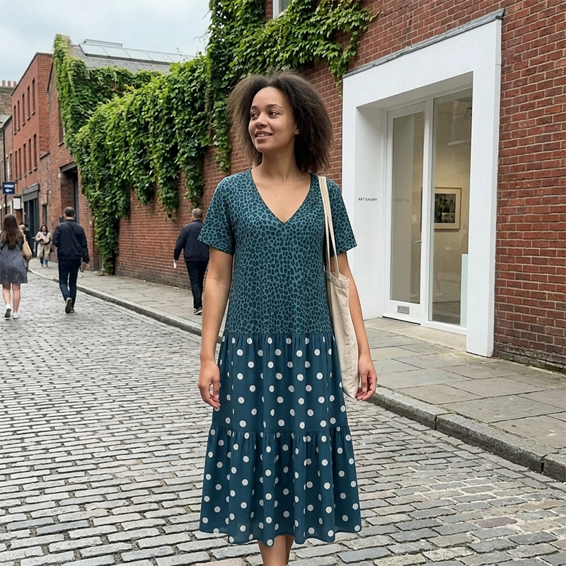 👗🌸 NUR FÜR KURZE ZEIT 50% RABATT! Damen Boho V-Ausschnitt Gemustertes Maxi-Kleid – Fließend, Stilvoll, Sommer-Essential ✨