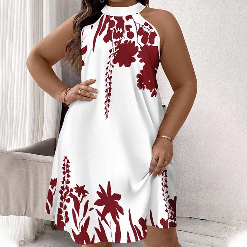 🌸 NUR FÜR KURZE ZEIT 50% RABATT! 💥 Damen Blumendruck Neckholder Kleid – Chic, Fließend, Sommer-Essential ✨