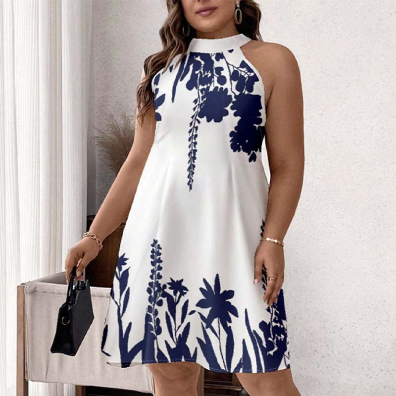 🌸 NUR FÜR KURZE ZEIT 50% RABATT! 💥 Damen Blumendruck Neckholder Kleid – Chic, Fließend, Sommer-Essential ✨