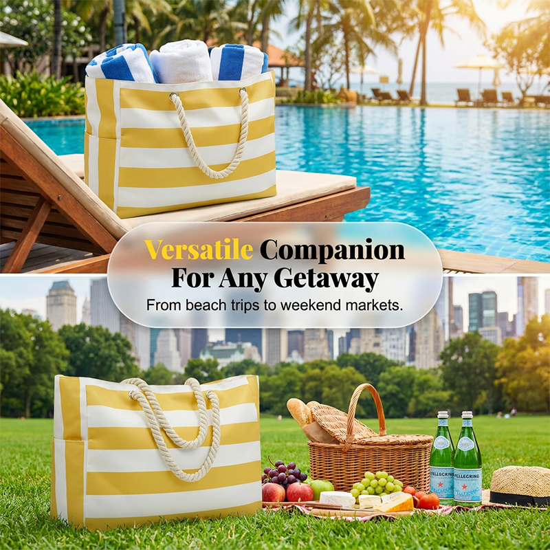 Large Capacity Striped Beach Bag