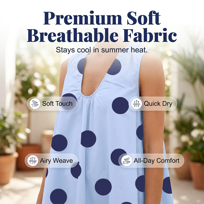 👗 LIMITED-TIME 50% OFF! 💥 Women's Sleeveless U-Neck Polka Dot Mini Dress – Pockets, A-Line, Breathable ✨