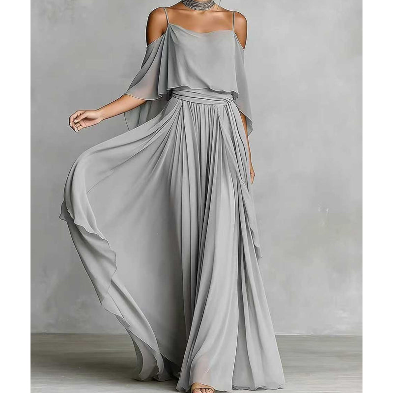 👗 50% RABATT! 🌙 Fließendes ärmelloses Kleid mit einseitigem Ausschnitt – Minimalistisches Design & weiter Rock – Edler Look, ideal für besondere Anlässe oder den eleganten Alltag – leicht, luftig & stilvoll ✨🌸