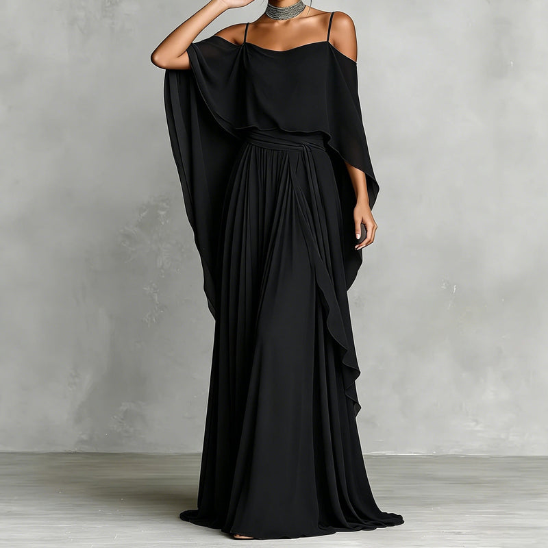 👗 50% RABATT! 🌙 Fließendes ärmelloses Kleid mit einseitigem Ausschnitt – Minimalistisches Design & weiter Rock – Edler Look, ideal für besondere Anlässe oder den eleganten Alltag – leicht, luftig & stilvoll ✨🌸