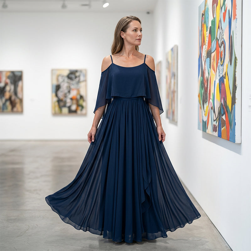 👗 50% RABATT! 🌙 Fließendes ärmelloses Kleid mit einseitigem Ausschnitt – Minimalistisches Design & weiter Rock – Edler Look, ideal für besondere Anlässe oder den eleganten Alltag – leicht, luftig & stilvoll ✨🌸