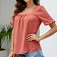 🌸 50 % RABATT JETZT! 🌸Damen Quadratischer Ausschnitt Rüschenbluse Kurzarm Oberteil