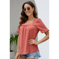 🌸 50 % RABATT JETZT! 🌸Damen Quadratischer Ausschnitt Rüschenbluse Kurzarm Oberteil