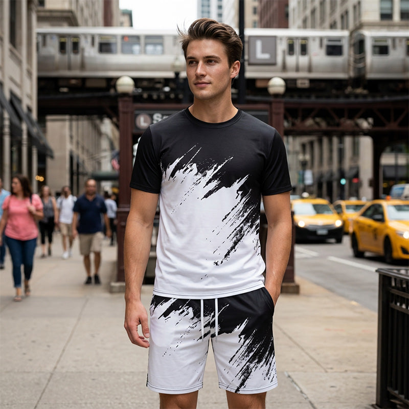 👕 50% RABATT! ☀️ 2-teiliges Sommer-Set für Herren – Mit dynamischem Print, atmungsaktiv & bequem – Perfekt für Alltag, Sport oder Freizeit – lässiger und leichter 2-in-1 Look 🩳✨
