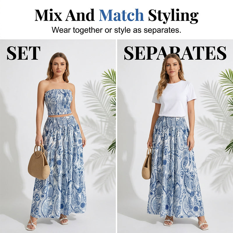 💖Sommer-Sonderangebot 50% RABATT!💖Set aus bedrucktem Oberteil und Rock für Damen